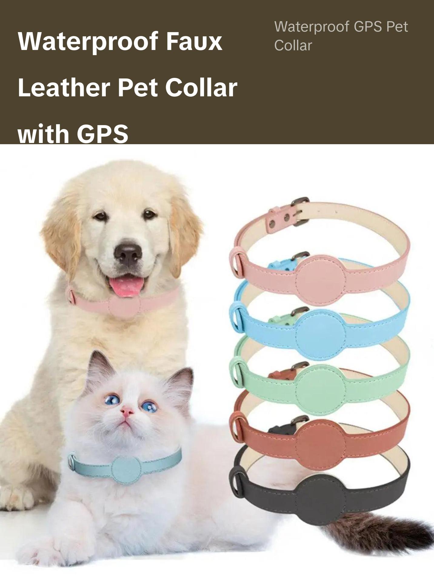 Collar Waterproof Faux Leather Pet Collar with Gps