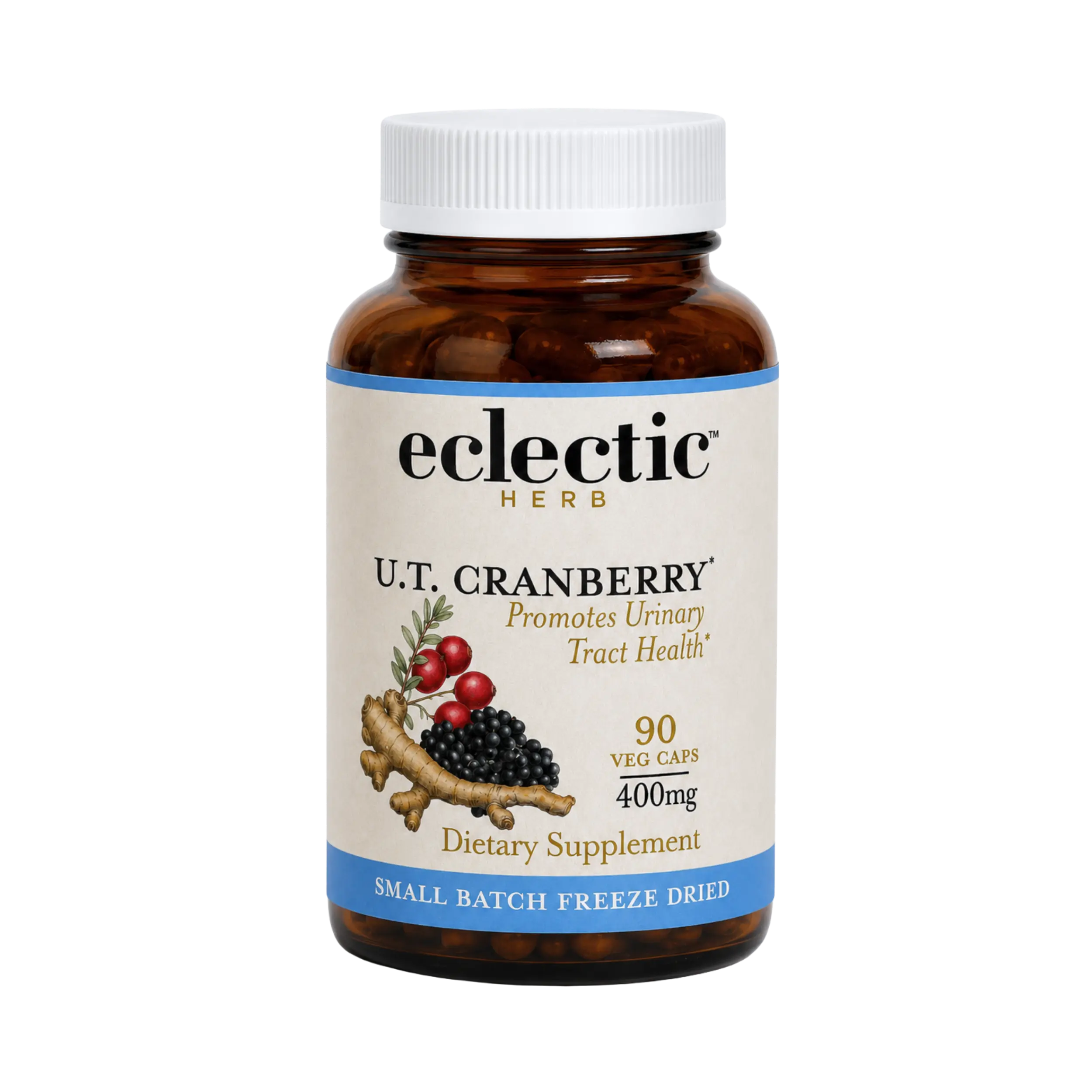 Eclectic Herb U.T. Cranberry Capsules - 50 Veg Capsules, 400mg Each, Promotes Urinary Tract Health, Non-GMO, Gluten-Free, Soy-Free, Dairy-Free