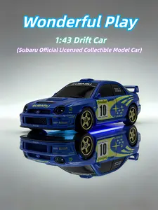 2026 New 1:43 Drift Car – Officially Licensed Subaru Body, Realistic Rally Design, AWD, Interchangeable Tires, USB Charging, Adjustable 7-Color LED Lights – Perfect Birthday Gift for Kids & Boyfriends, Ideal Desktop Drift Toy