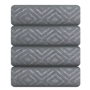 Jessy Home Ultra Soft 4-Pack Oversized Microfiber Bath Towel Set 35x70 inches 600GSM Highly Absorbent Quick-dry Grey Bath Sheet Perfect for Family Use, Bathroom,Gym and Daily use-Jessy Home Fleece Fluffy