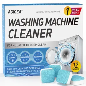 【Washing Machine Cleaner Descaler 12 Pack】 - Deep Cleaning Tablets For HE Front Loader & Top Load Washer, Septic Safe Eco-Friendly Deodorizer, Clean Inside Drum And Laundry Tub Seal - 12 Month Supply