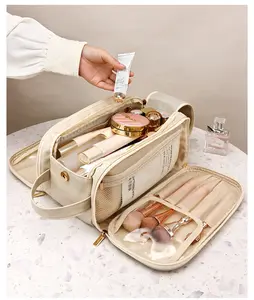 Travel Bag Multi Compartment  Kit with Handle Basic Design for Organized Toiletries