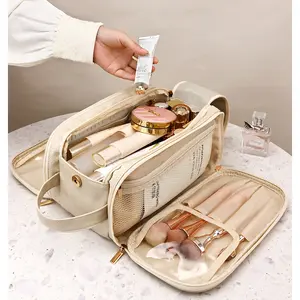 Travel Bag Multi Compartment  Kit with Handle Basic Design for Organized Toiletries