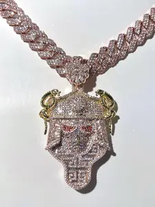 Hip-hop jewelry Vvs high-grade full diamond pendant, iced Maya conqueror baguette cut rose gold custom monster precision craftsmanship handmade jewelry, romantic samurai sword rapper hip-hop accessories