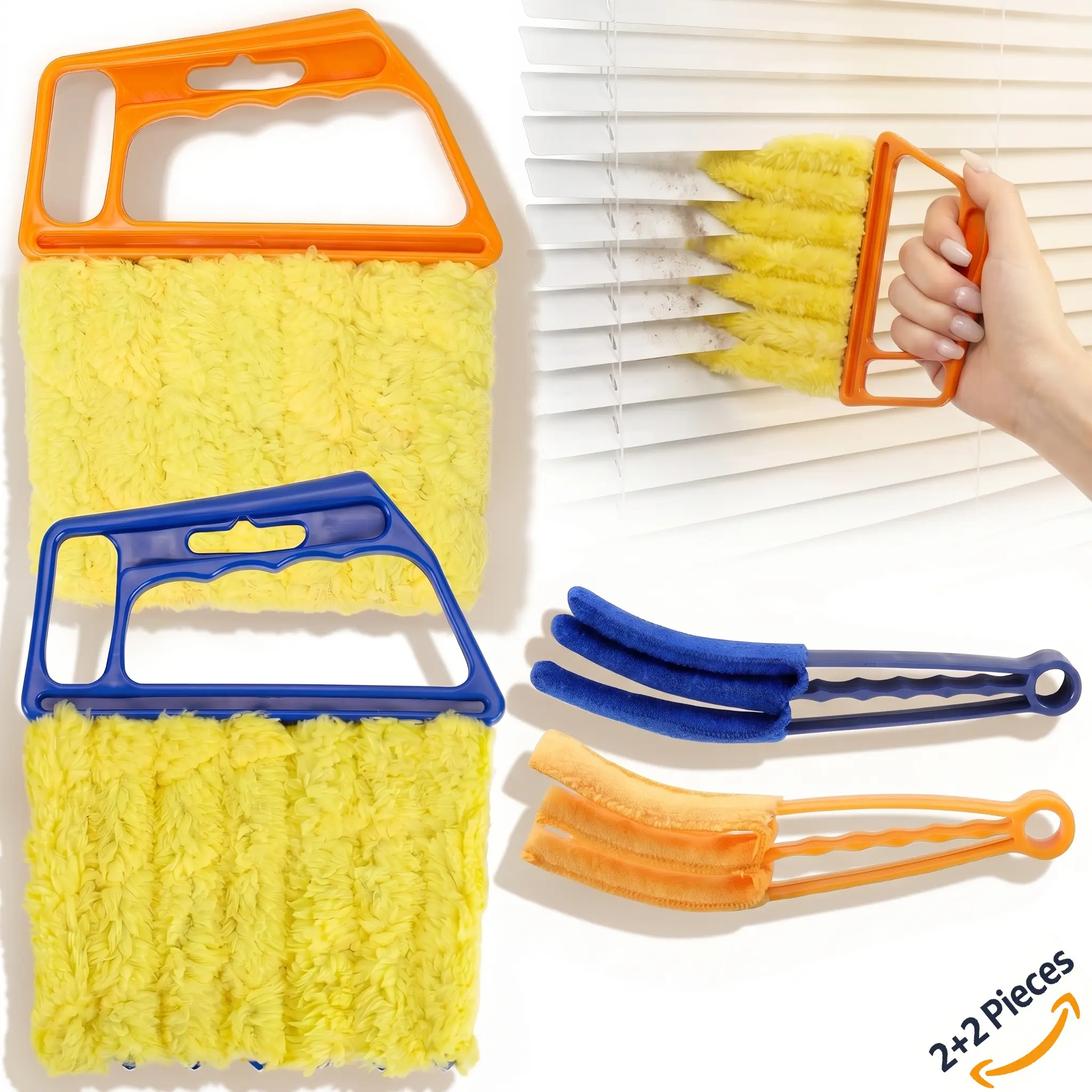 4Pcs Window Venetian Blind Cleaner Duster Tool, 2Pcs Washable 7 Fingers Dusting Cleaner and 2Pcs Air Vent Cleaner, Shutter Brush,Blinds Air Conditioner Keyboard Fan Duster Dirt Housekeeping Tool dryer cat dog hair remover lint slicker electrostatic cloth