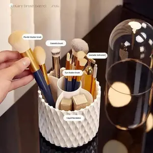 360° Spinning Makeup Brush Holder - Multi-functional Organizer for Cosmetics, Beauty Tools with Rotating Shelf and Lid, (1PCS)