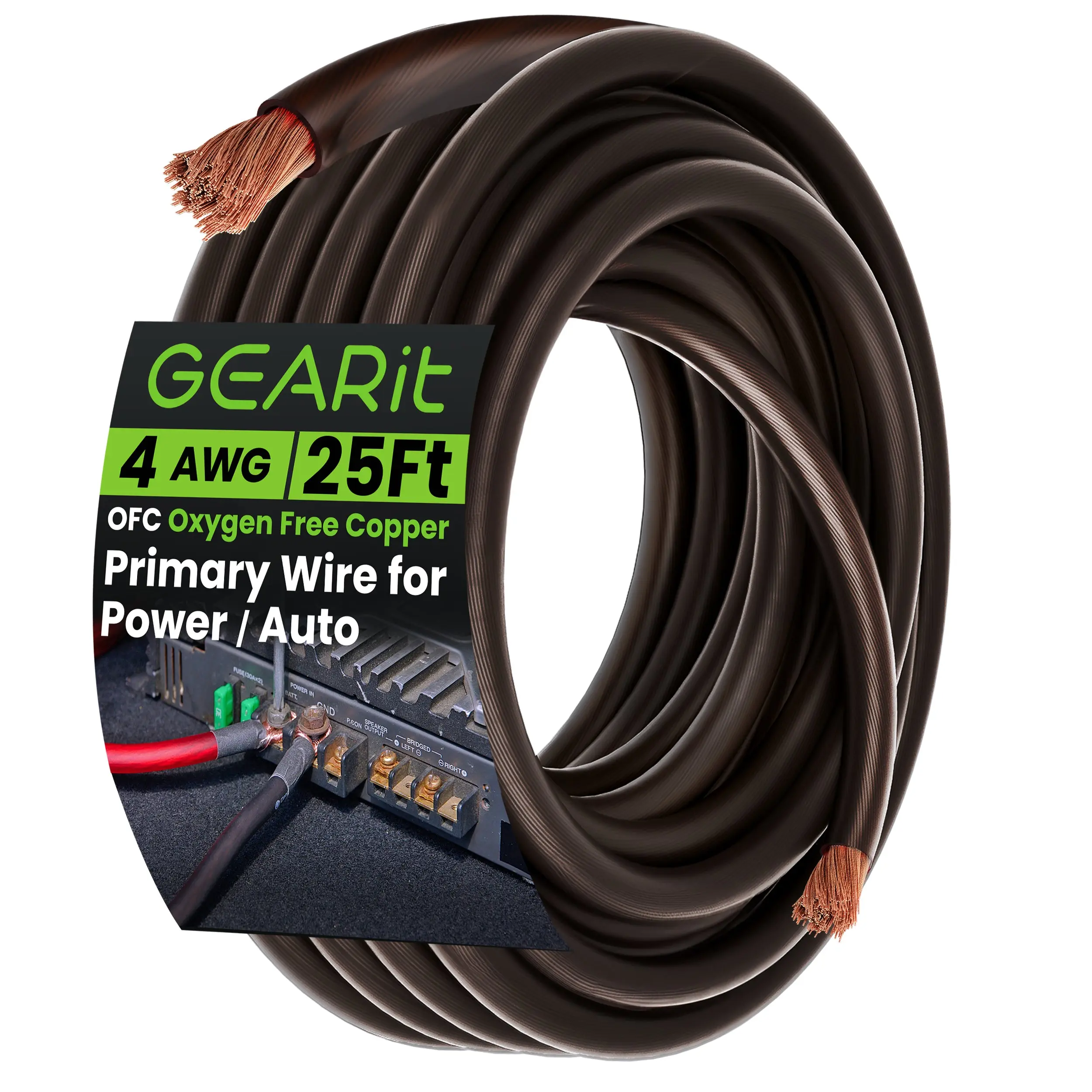 4 Gauge OFC Ground Wire - 4AWG Electrical Power Cable - 25 Feet