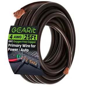 4 Gauge OFC Ground Wire - 4AWG Electrical Power Cable - 25 Feet
