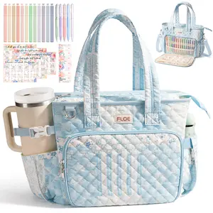 FLOE Large Bible Bag for Women Bible Cover Case, Quilted Puffer Bible Tote Bag Church Bag w/Shoulder Strap, Bible Study Supplies Journaling Kit Accessories Mothers Day Easter Christian Gifts for Women Mom