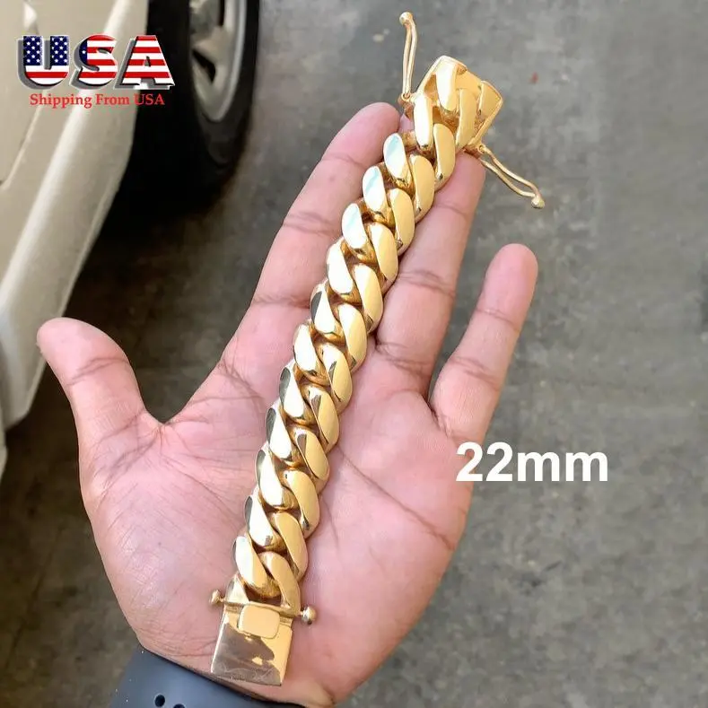 18K Gold Vacuum Plated Stainless Steel Chain & Copper Deployment Clasp Miami Cuban Link Chain Italy Mexico & Micro Inspired Unisex Hip Hop 8-22mm Bracelet for Men & Women Jewelry,Daily Wear,Casual Fashion,Gift Idea,Chicano Style,Weighty Feel,Stackable