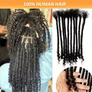 Hot Sell NEW Arrived 10/20 Stands Handmade Crochet Locs Dreadlock Extensions - Human Hair with Curly Ends (0.6cm Top, 0.4cm Width) 8-20 Inches Natural Black - Unisex for Women & Men, Crochet Hair