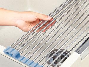 Seropy Roll Up Dish Drying Rack, Over The Sink Dish Drying Rack Kitchen Rolling Dish Drainer, Foldable Sink Rack Mat Stainless Steel Wire Dish Drying Rack for Kitchen Sink Counter Storage 17.5x11.8