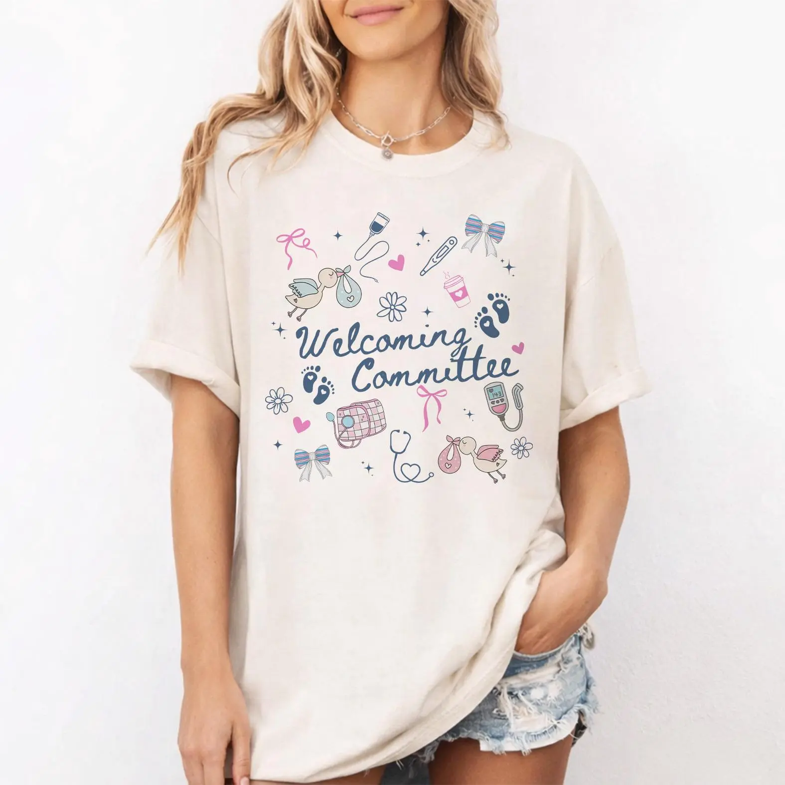 Comfort Colors Welcoming Committee Shirt, Labor And Delivery Nurse Shirt, Cute OB Nurse Graphic Tee, Baby Nurse Shirt