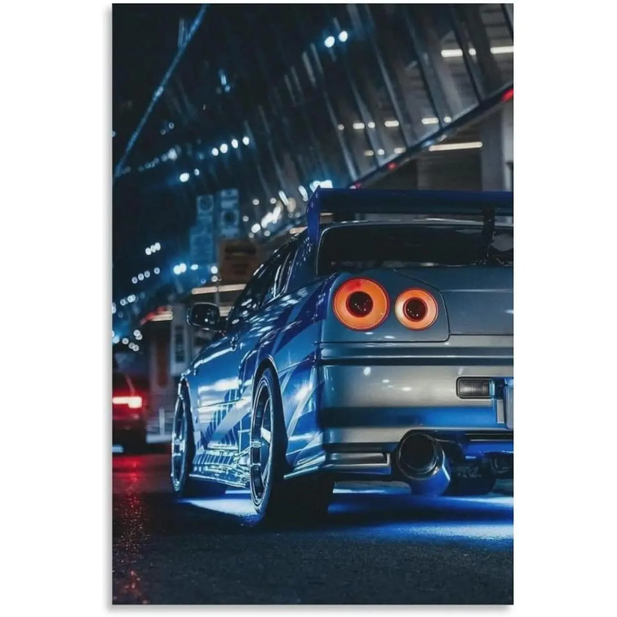 JDM Art Blue Japanese Car Canvas Painting, Artistic Unframed Poster for Room Decoration, Modern Home Decor Gift, 12x18in (30x45cm)