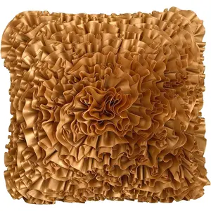 Ruffle Decorative Throw Pillow Covers 18x18 Inch for Bed Sofa Couch,   Faux Silk Accent Pillow case, Boho Living Room Decor