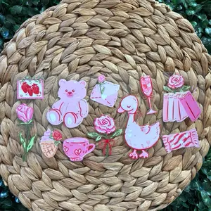 All Pink Things UVDTF Cup Wrap with Adorable Pink Bear Duck and Rose Designs for Cute Decor