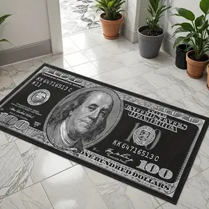 Nordic Style $100 Bill Pattern Carpet Rug, Vintage American Retro Fashion, Easy Clean Durable, Home Decor for Living Room Bedroom, Home Decorative Rug