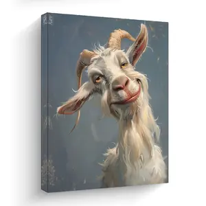 30.48x40.64 cm Goat Canvas Wall Art – Whimsical Bohemian Style Framed Waterproof Poster, Cheerful Proud Expression, Indoor & Outdoor Decor for Home, Office, Cafe, or Bathroom, Perfect Holiday Gift, Outdoor Wall Art |   Whimsical Decor |   Wooden Frame, An