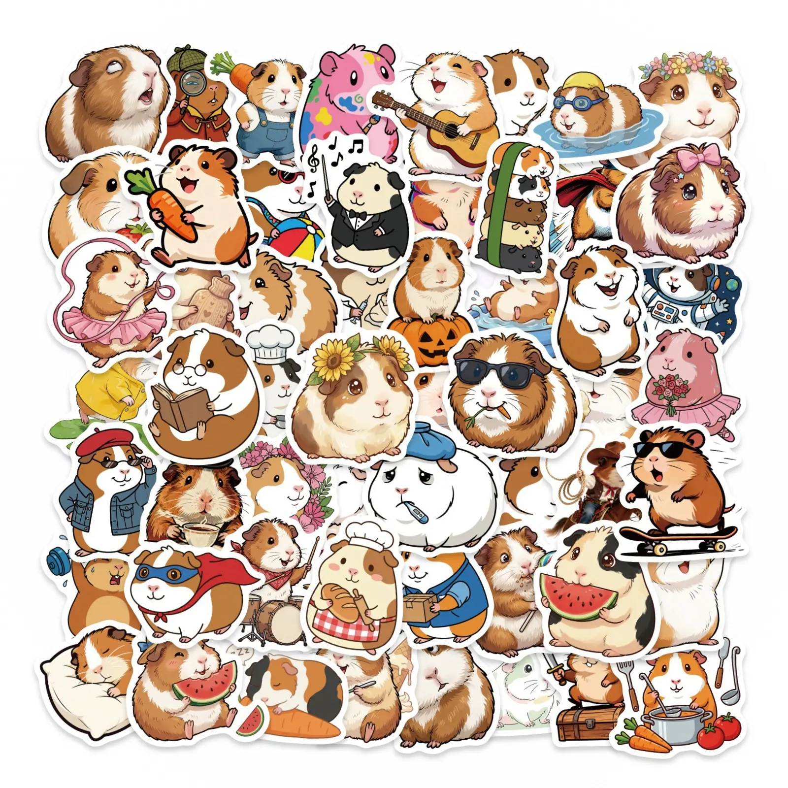 56 Cute Cartoon Hamster Stickers Set, Perfect for Scrapbooks, Diaries, Laptops, Water Bottles, Cars, Positive Message Gifts, Truck Car Decal