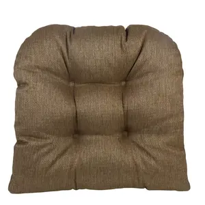 Gripper 17" x 17" Non-Slip Large Omega Tufted Chair Cushions Set of 2 - Gold: Indoor Kitchen Seat Cushions, Square, Polyester
