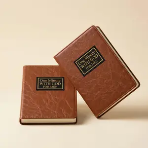 1 Minute With God Devotional Set for Men & Women,365 Devotions in Brown Faux Leather, Portable Reflection Book,Bible Study & Prayer Notebook,Perfect Couples or Christian Gift, Birthday Gifts