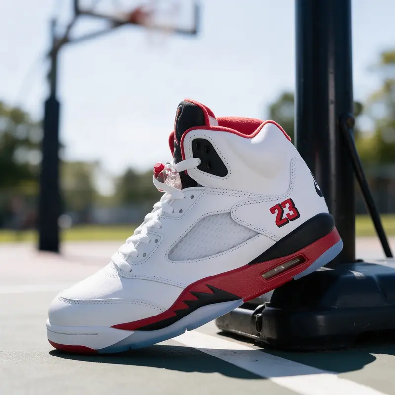 Jordan 5 Retro Fire Red Black Tongue (2025) Men's HQ7978-101 & GS HQ7980-101 New