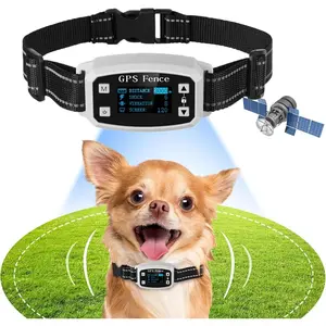 GPS Wireless Dog Fence, Dog Boundary Containment System, Safe Effective Beep & Shock Dog Fence, Waterproof Training Collar, Adjustable Control Range, Electric Pet Fence for Stubborn Dogs