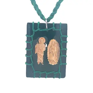 St Jude and Our Lady of Guadalupe Reversible Green Necklace