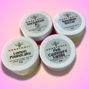 Top Seller Set of Four Emulsified Body Butter - Hawaiian Butter - Lemon Poundcake - Enchanted - Pink Cashmere Vanilla - Body Cream - Moisturizing whipped