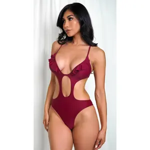 Barbados Burgundy Red Ruffle One Piece Swimsuit