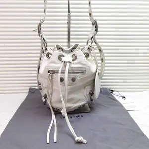 Pre-owned Waxy Crossbody Bags Balenciaga Le Cagole Giant Studs Bucket Bag Leather XS