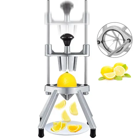 VEVOR 8-Section Commercial Durable Vegetable Slicer - FDA Approved Food-Grade Steel Blade, 5.5 lbs Aluminum Wedger, 8-Wedge Fast Cut Tool for Bar Kitchen Utensils, Disassemblable for Quick Cleaning & Fruit & Veg Ready Prep