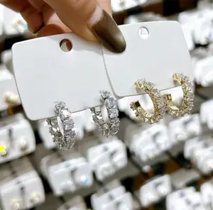 Cubic Zirconia Huggie Hoop Earrings for Women – Sparkly Gold & Silver Crystal Mini Hoop Earrings, Hypoallergenic Daily Jewelry Gift