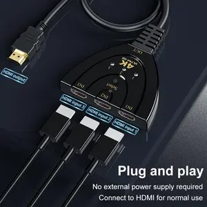 HDMI Switch 3 in 1 Out, 4K@60Hz HDMI 2.0 Splitter, 3-Port Multi HDMI Hub Supports Full HD 4K 1080P 3D Player Compatible with Xbox PS5/4/3 Blu-Ray Player For PS3 XBOX DVD