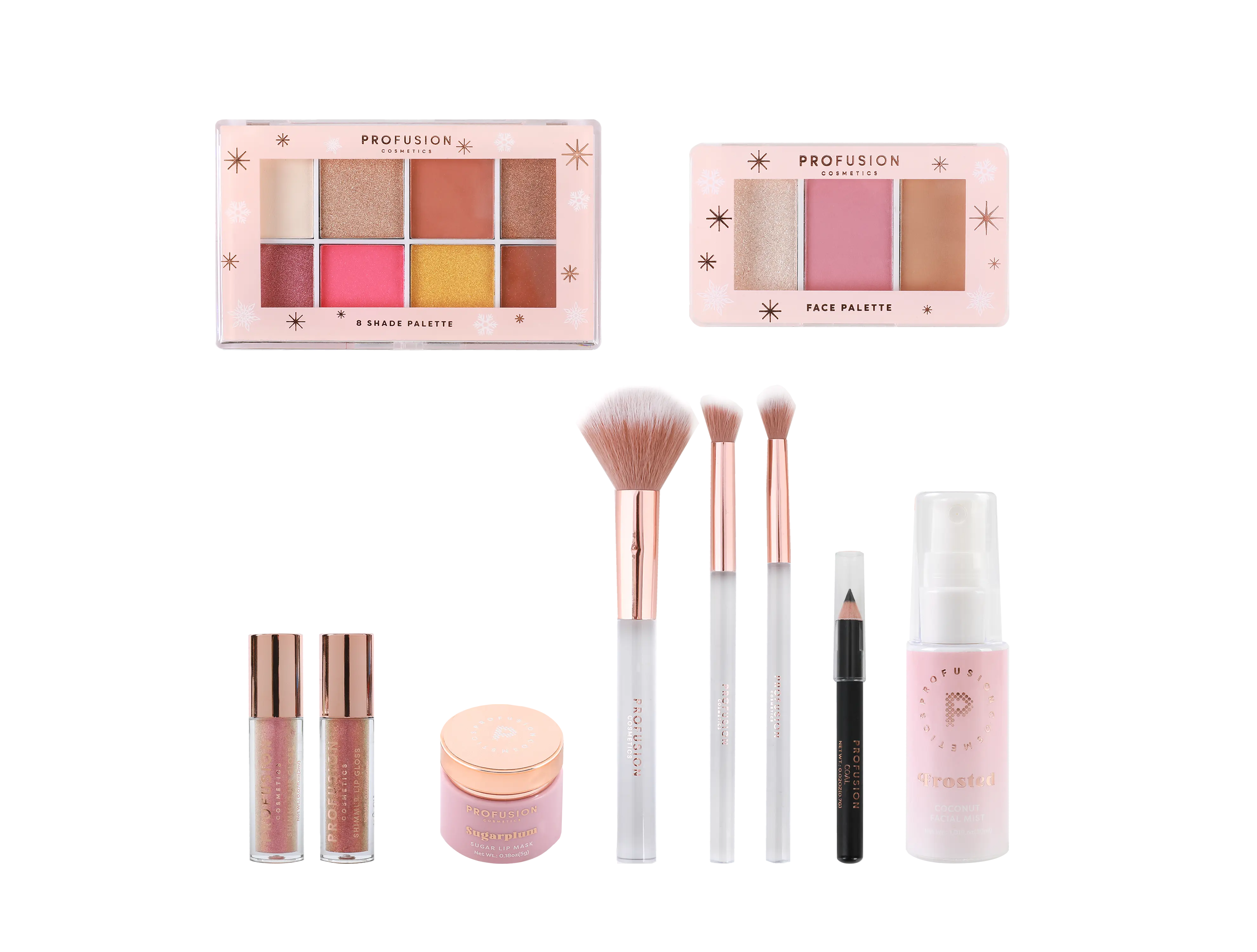 Frosted Snow Sparkle 19 PC Beauty Box - Makeup Set for Flawless, Shimmering, and Glossy Look - Eyeliner
