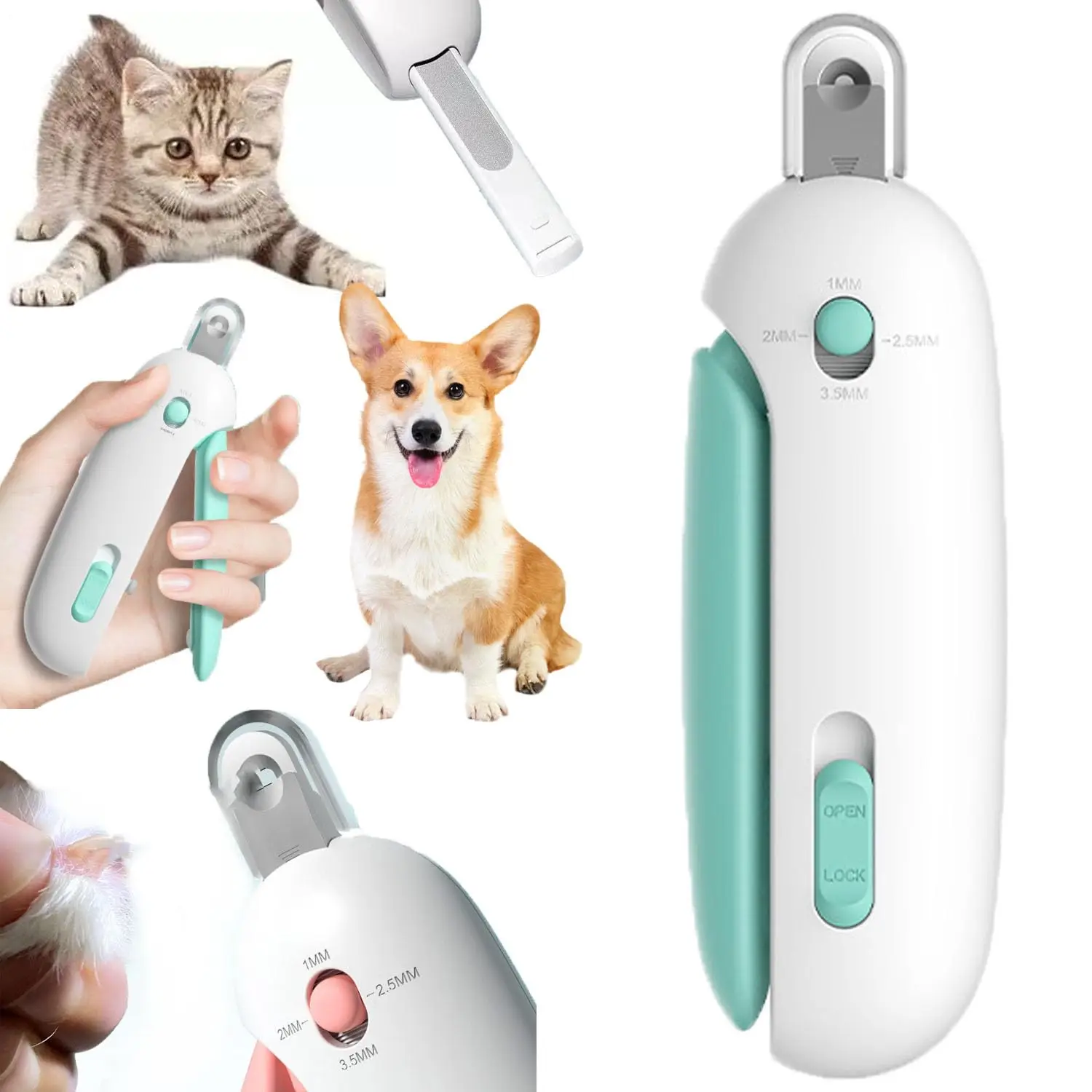 2025 New Cat Nail Clipper, Portable Cat Claw Cutter for Kitten, Adjustable Cat Nail Trimmer with Clipping Debris Storage, Hidden Nail File, Round Hole