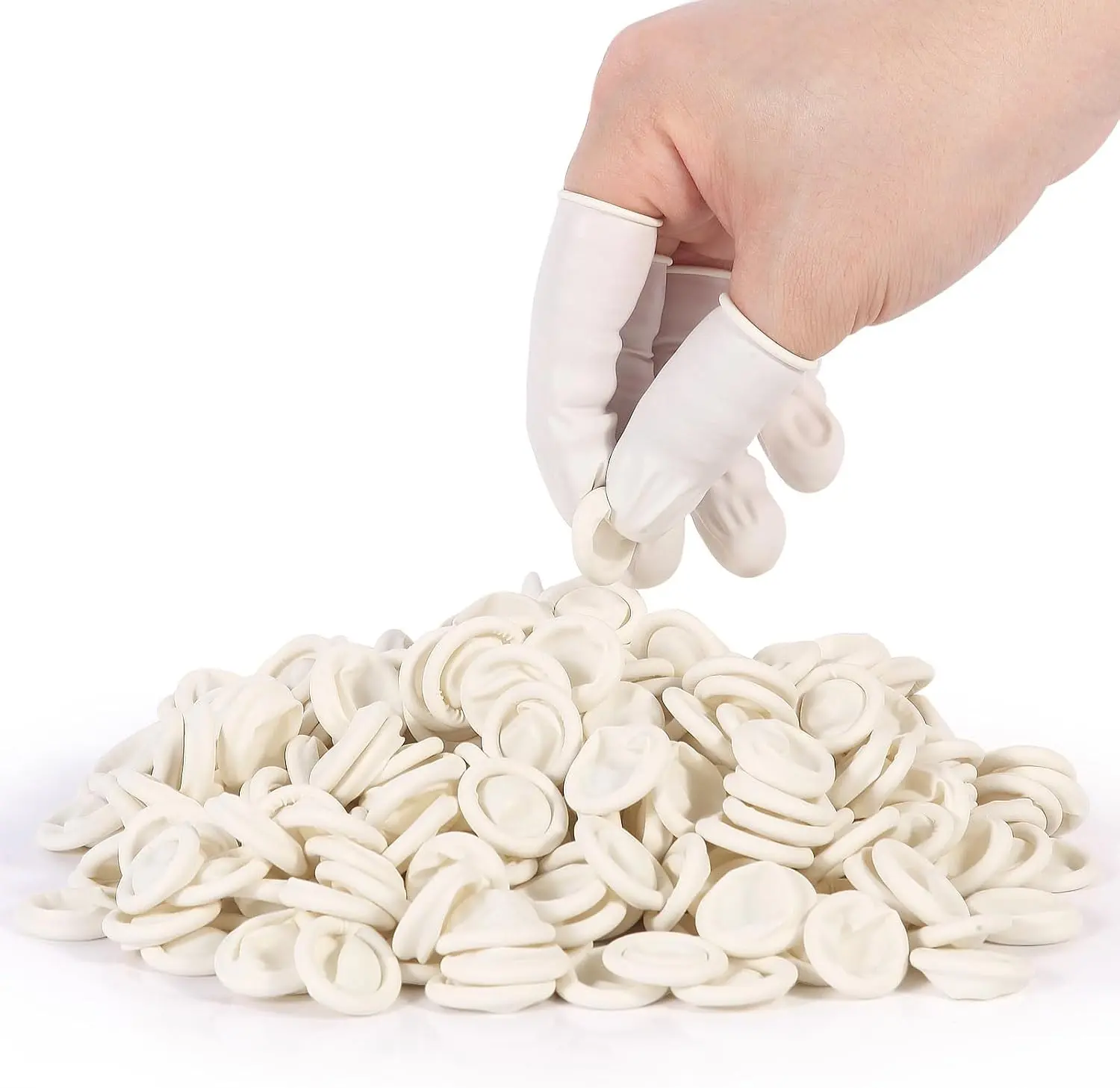 Disposable Medium Sized White Latex Finger Cots Protectors Disposable Finger Gloves Fingertip Sleeve Thumb Protector Approx 210 PCS