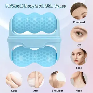 2-in-1 Household Small Mini Ice Roller Therapy Kit - Gentle Facial Firming Massage Beauty Tool for Cold Compress, Skin Plumping, Face & Eye Puffiness with Ice Cube Storage
