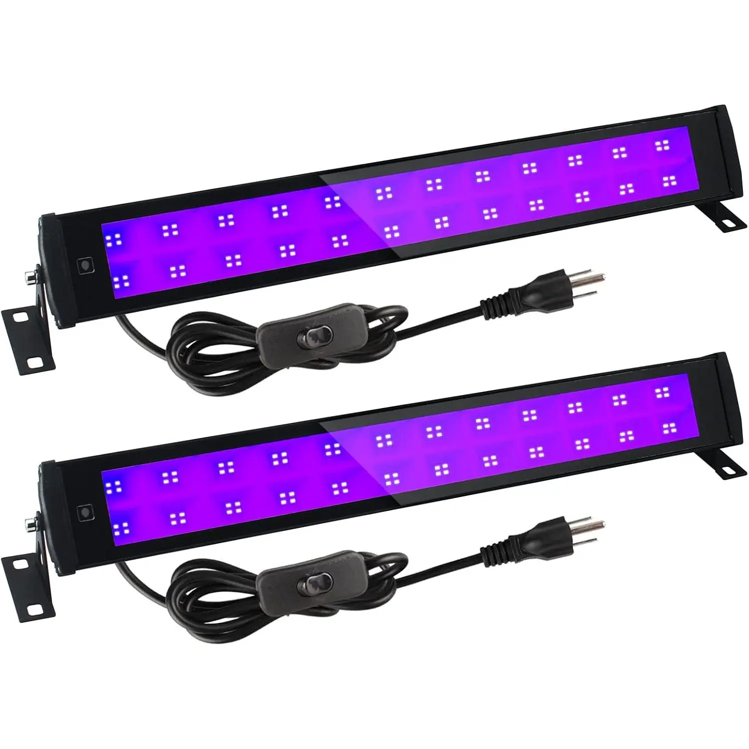 50W Black Light Bars Waterproof Portable 395-405nm UV LED Blacklights with Plug+ON/Off Switch+5ft Cord for Fluorescent Poster/Body Paint/Bedroom/Uranium Glass Display/Xmas Glow Party(2 Pack)