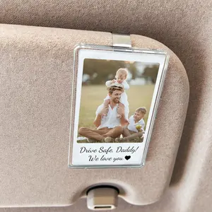 Custom Fathers Day Gift For Dad Photo Car Visor Clip, Drive Safe Daddy, Husband Gift Drive Safe Sun Visor Clip, Acrylic Car Accessories