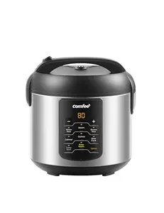 COMFEE' Rice Cooker Upgraded, 6-in-1 Stainless Steel Multi Cooker, Slow Cooker, Steamer, Saute, and Warmer, 2 QT, 8 Cups Cooked(4 Cups Uncooked), Brown Rice, Quinoa and Oatmeal, 6 One-Touch Programs