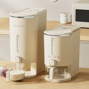 MiAoLi insect-proof airtight Rice Dispenser with Measuring Cups - Moisture-Resistant Plastic, Airtight Grain Storage Container for Soybeans, Corn & Cereals,pet food,cat food,dog food,suitable for kitchen and food storage room