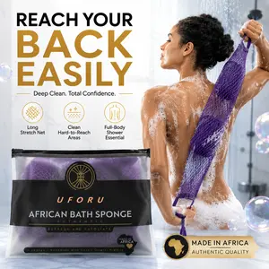 Japanese-Style Exfoliating Shower Bath Towel, Long Back Scrubber Washcloth for Men & Women, Gentle Body Exfoliator, Rich Lather, Quick Drying & Rip-Resistant