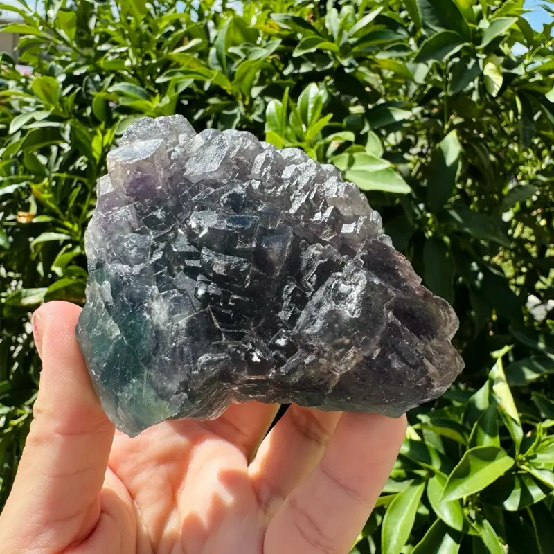 Raw stone Purple Green Cubic Fluorite Cluster, blue fluorite Healing Crystal Mineral Specimen