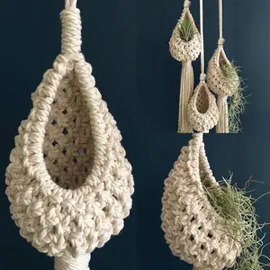 Cotton Braid Hanging Basket Hollow Out Macrame Flower Planter Pineapple Shape Storage Landscape Plant Hanger Garden Supplies