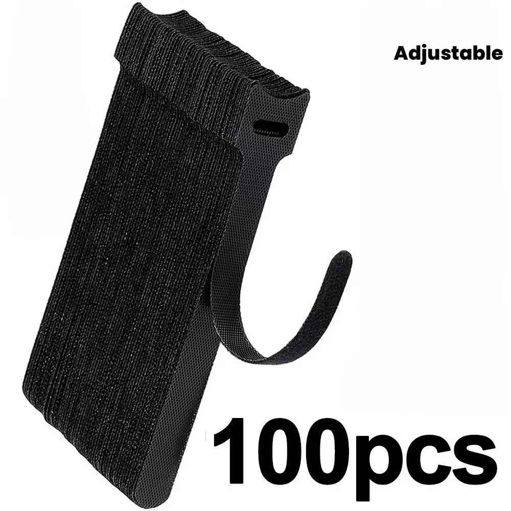 100pcs Set Nylon Cable Straps, Reusable Fastening Cable Ties, 5.94 Inch Adjustable Wire Cord Ties, Desk Organizer, Microfiber Cloth Cable Straps Hook Loop Cord Organizer, Desk Accessories