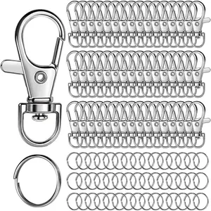 100 count Lobster Claw Clasps and Key Rings,  Making Kit - 50 count  Clips and 50 count Key Chain Ring, for Key Chains, Crafts, Lanyard, Key,  Making