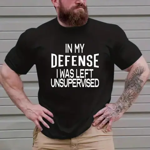 Men's Slogan Print Round Neck Tee, Regular Fit Fashion Crew Neck Short Sleeve T-Shirt, Comfort Summer Outfits, Crew Neck Casual