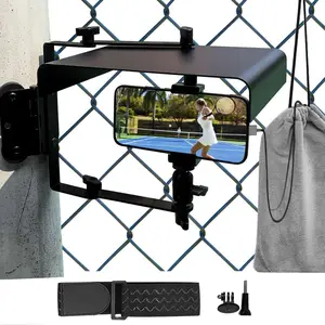 Phone Fence Mount with Shade, Fence Phones Holder for , Phones, Mevo Start and Other Action Cameras, for Recording Baseball, Softball and Tennis  (Black)