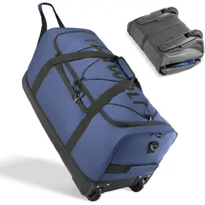 Collapsible & Expandable 100L-120L Large Rolling Duffle Bag - 30''  Wheeled Luggage with No-Sag Heavyload Design, Lock & Soft Handle for Travel, Camping, Dorm, Moving